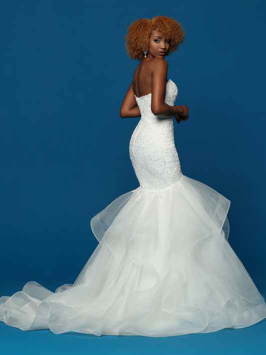 Davinci Bridal 50653 size 14 Ivory fit and flare wedding dress lace ruffle strapless