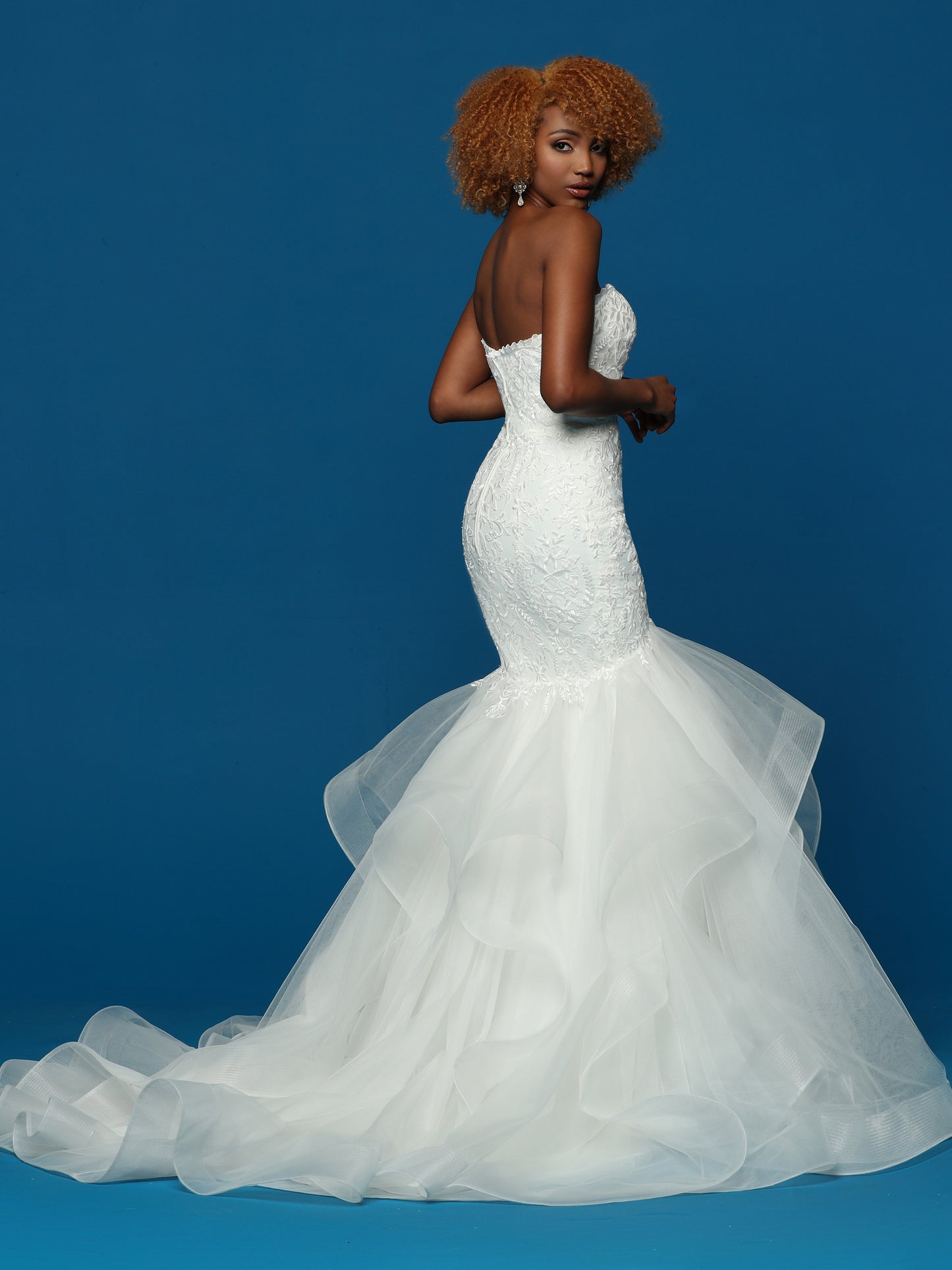 Davinci Bridal 50653 fit and flare wedding dress lace ruffle strapless mermaid