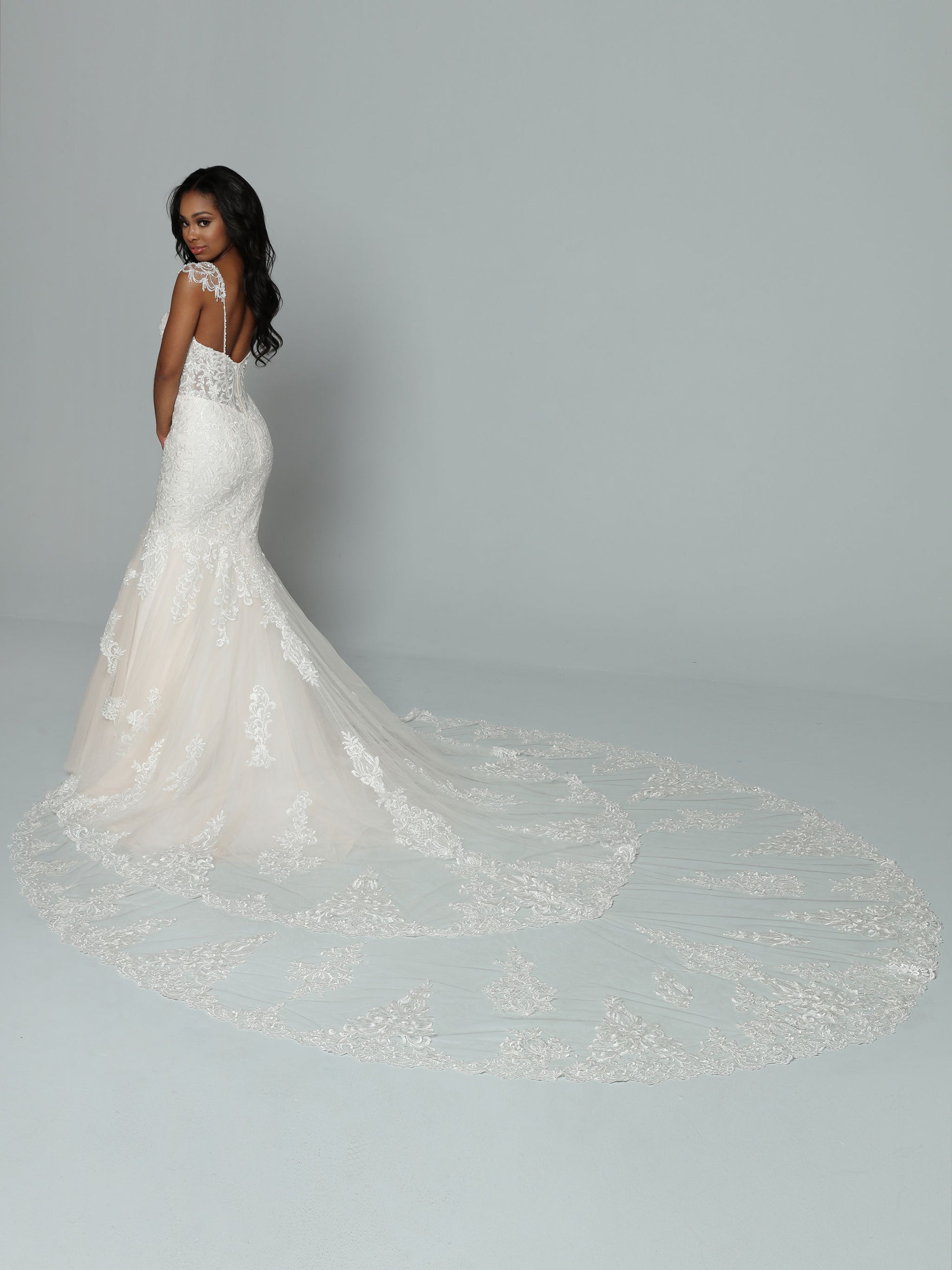 Davinci Bridal 50662 Size 6 Long Lace Wedding Dress Mermaid Bridal