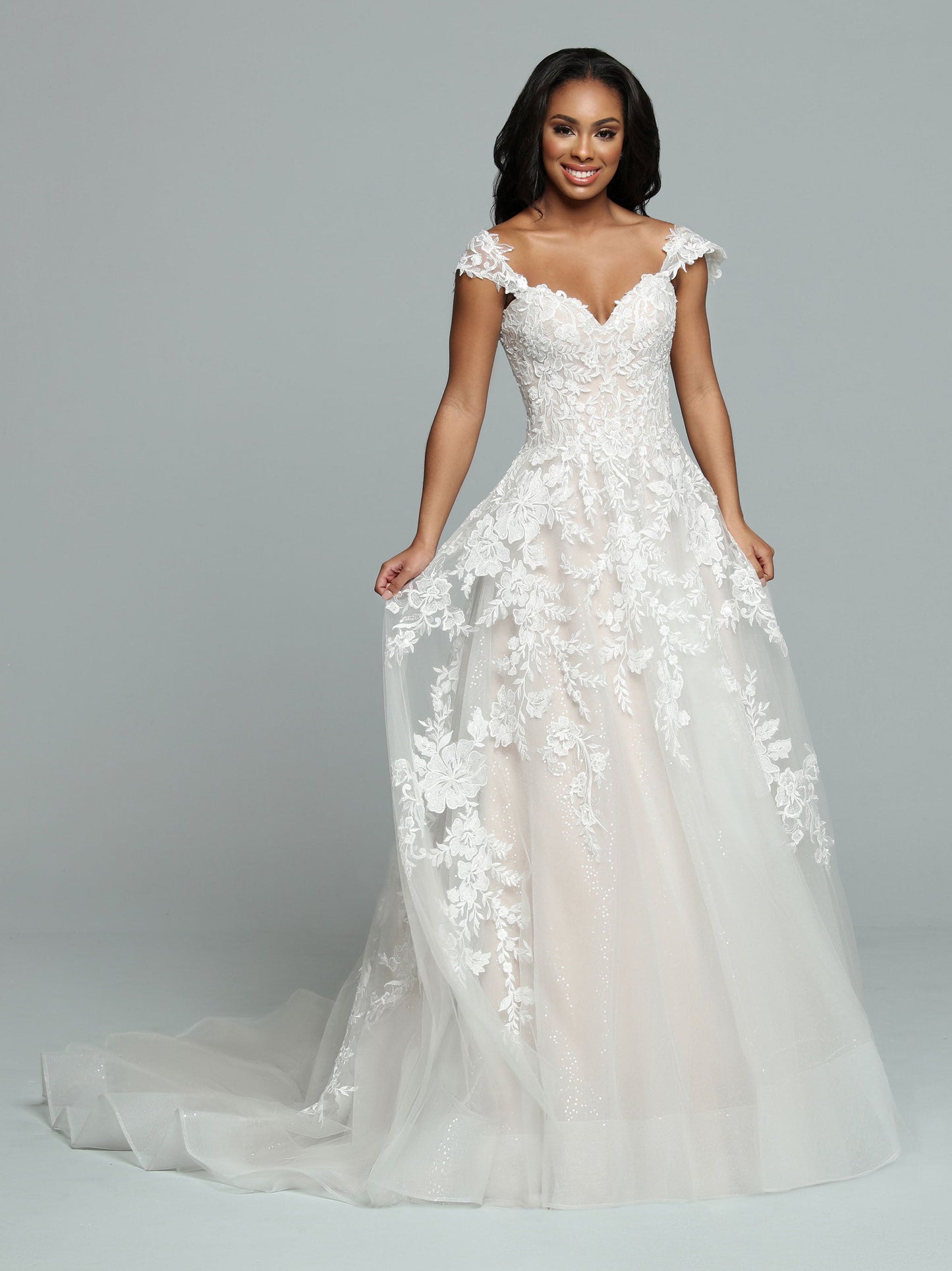 Davinci Bridal 50668 Size 26 Ivory Long Shimmer A Line wedding dress off the shoulder Bridal Gown