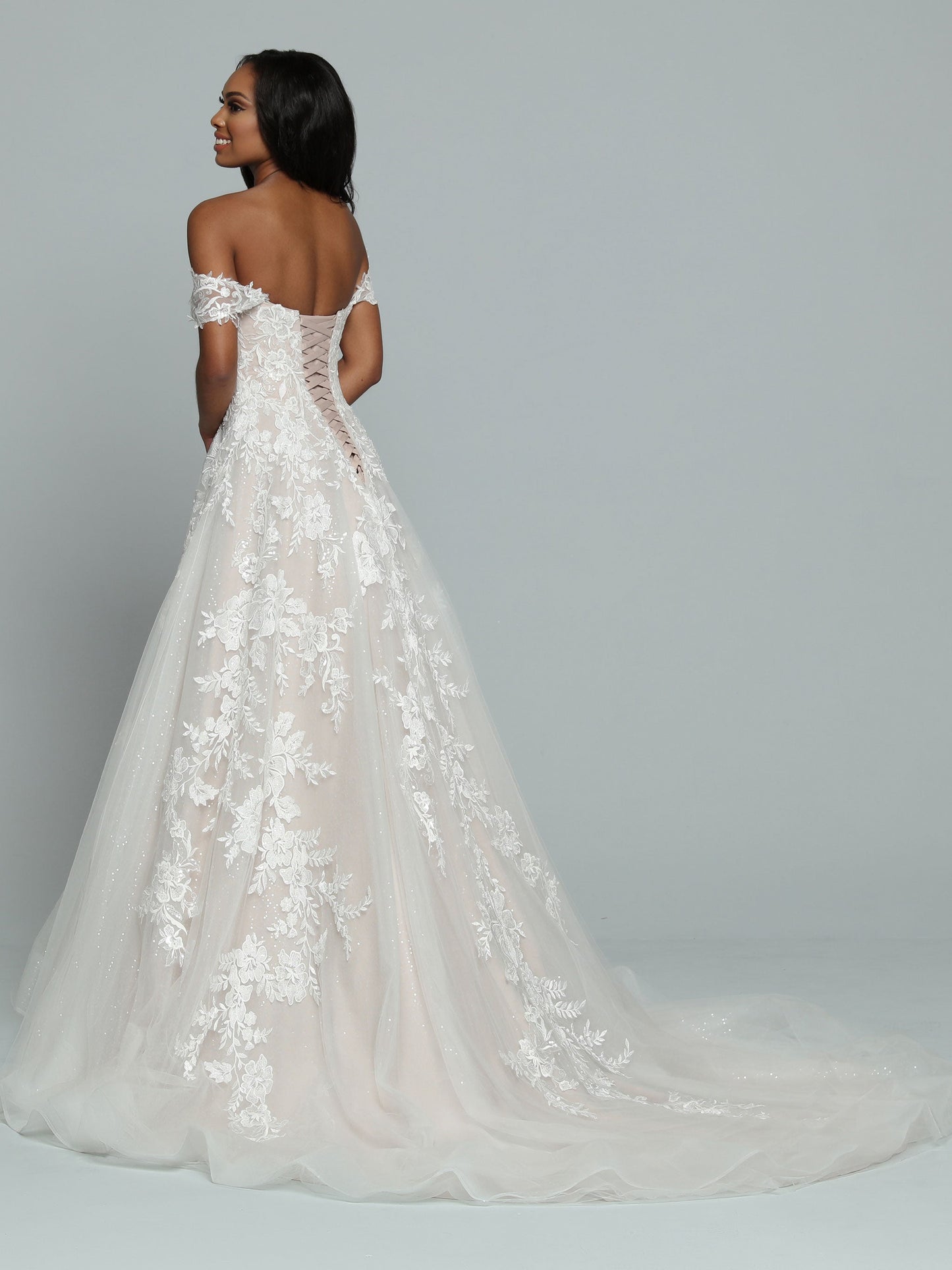 Davinci Bridal 50668 Size 26 Ivory Long Shimmer A Line wedding dress off the shoulder Bridal Gown