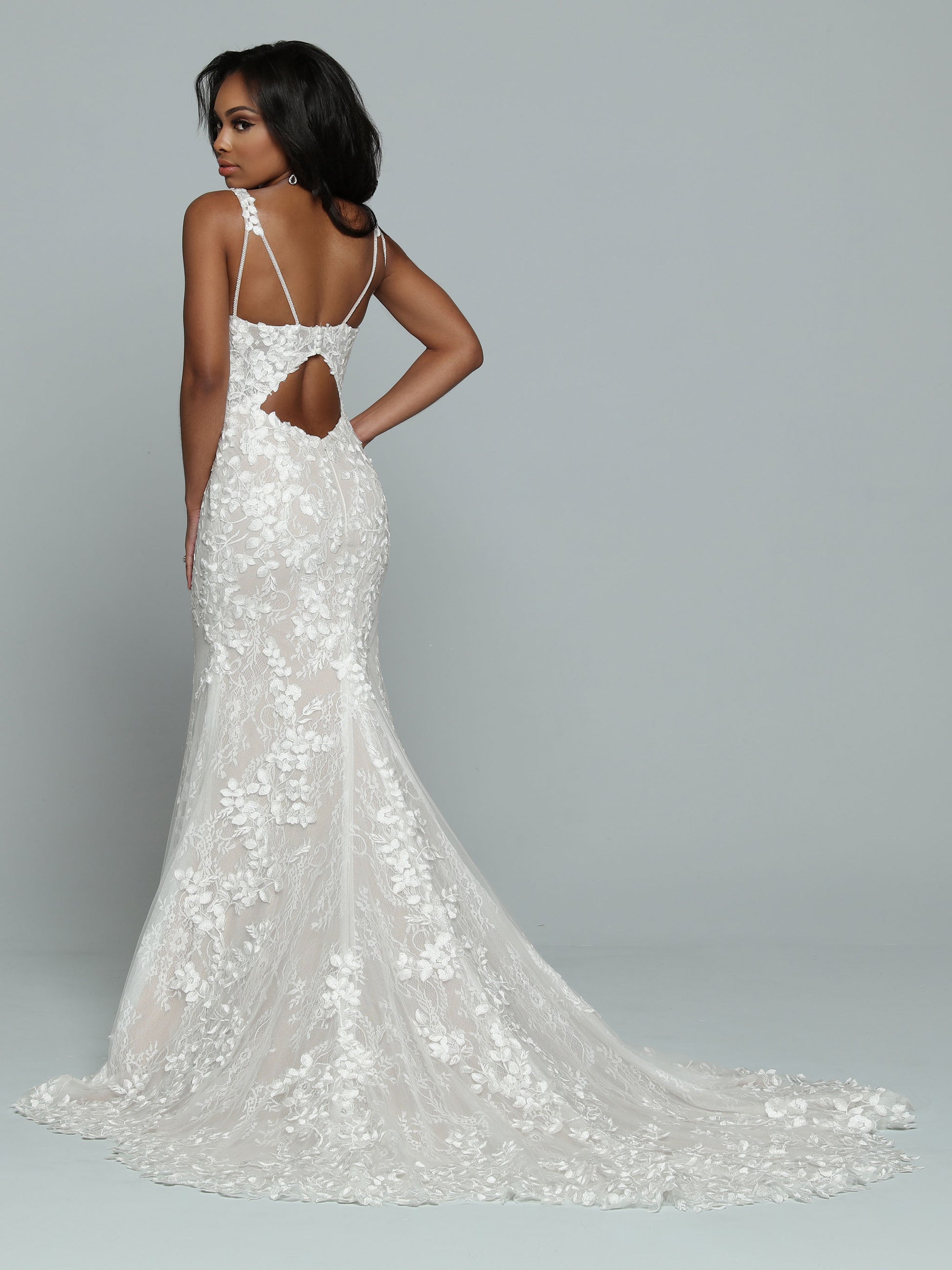 lace back cut out wedding dress T252058 Skye