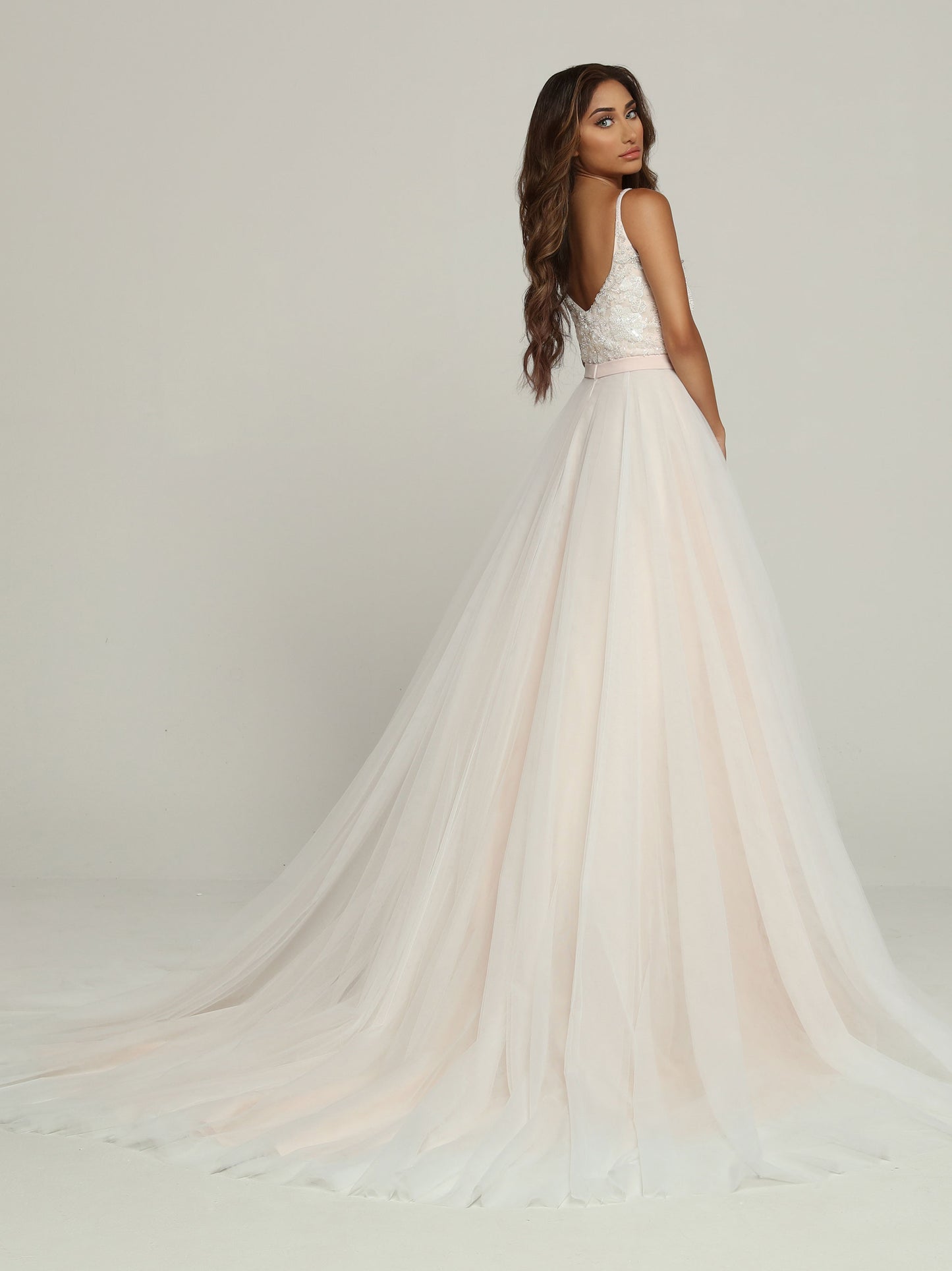 Davinci Bridal 50687 A Line Tulle Wedding Dress Beaded Baby Doll Bodic –  Glass Slipper Formals