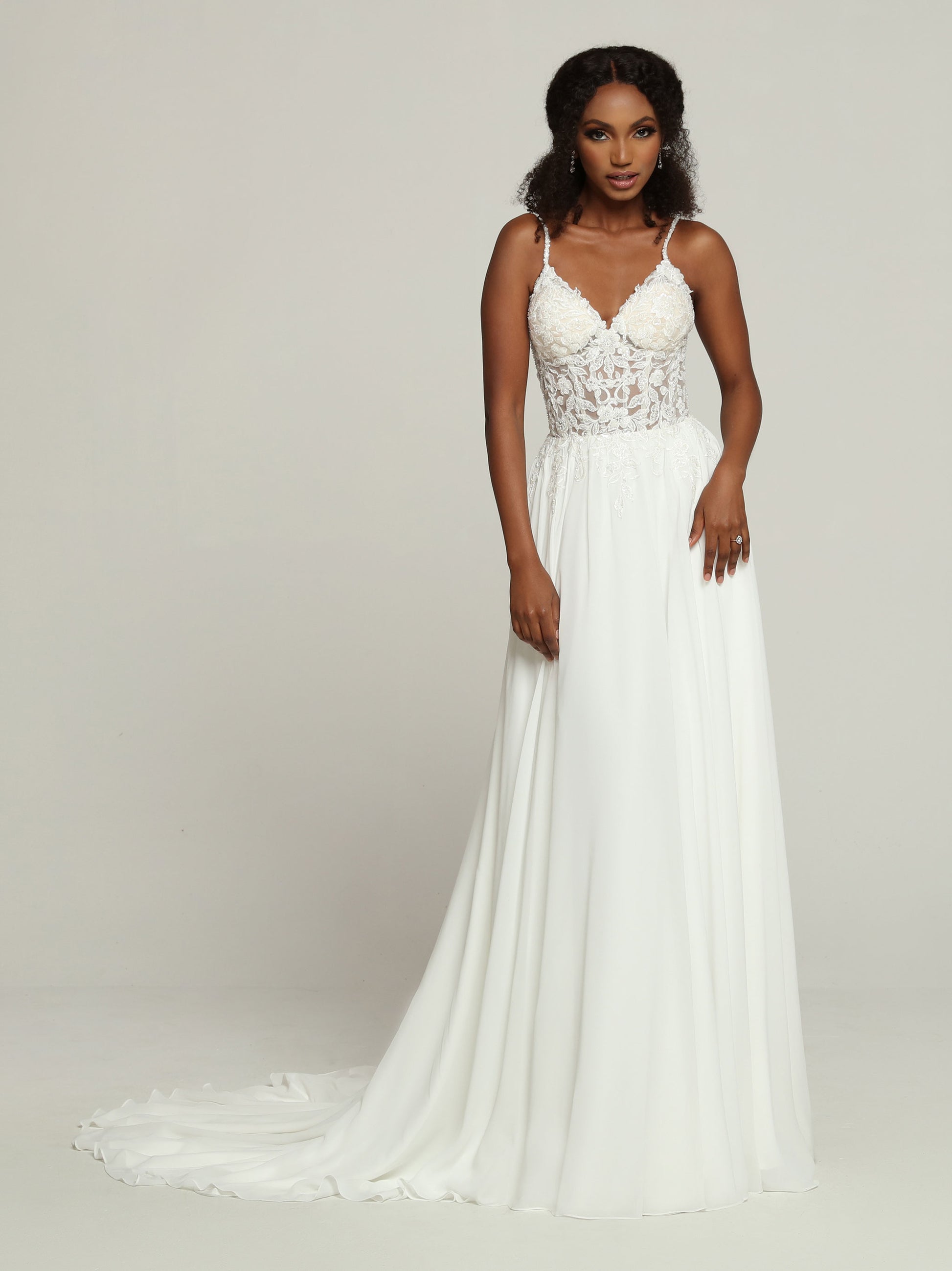 Davinci Bridal 50696 Beaded Sheer A Line Wedding Dress V Neck Chiffon Bridal Gown 20 / Ivory/Nude Davinci Bridal 50696 Beaded Sheer A Line Wedding Dress V Neck Chiffon Bridal Gown 20 / Ivory/Nude