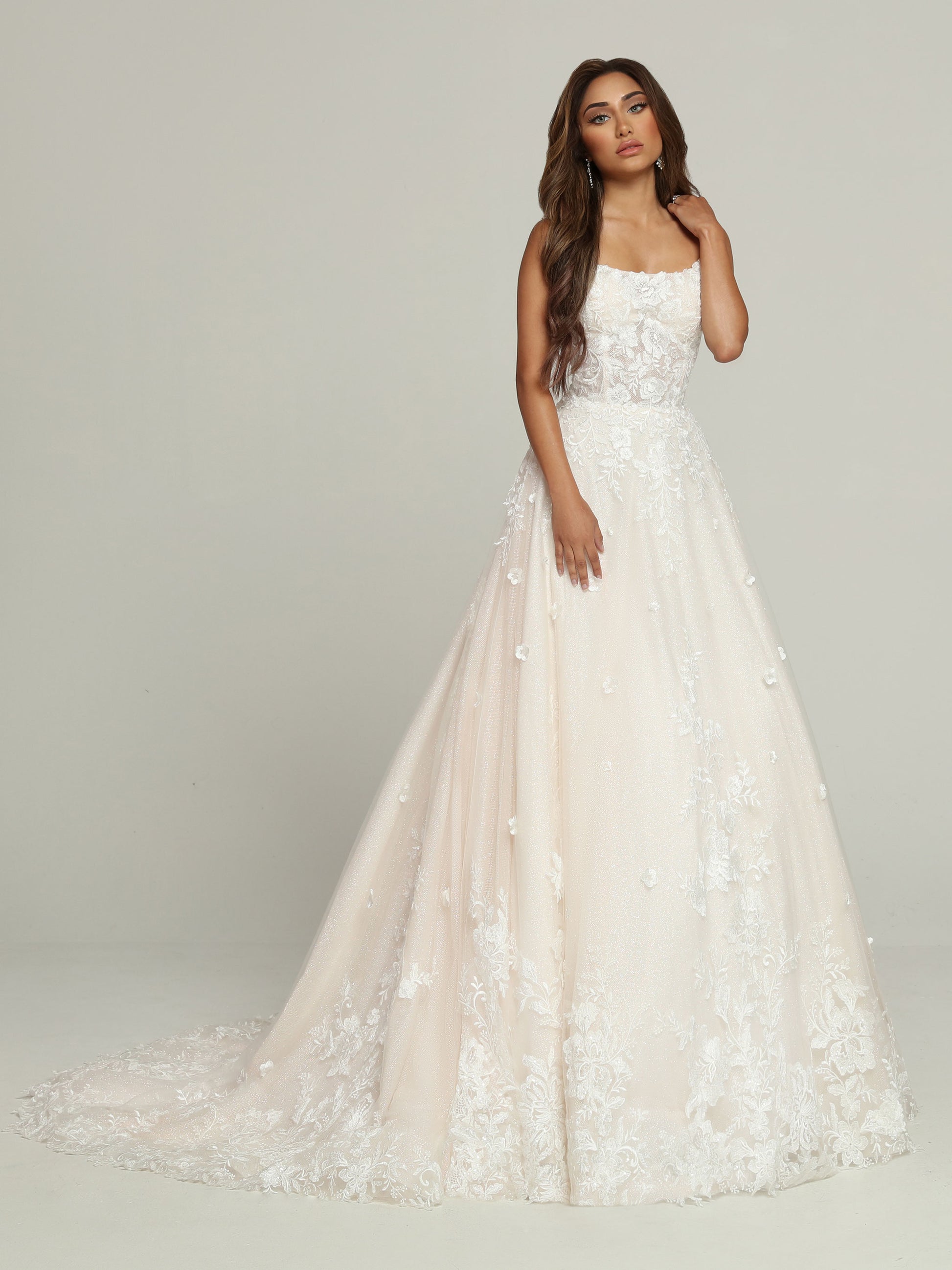 Davinci Bridal 50699 A Line Ballgown 3D Lace Wedding Dress Shimmer Tulle Bridal Gown 8 / Ivory/Ivory Davinci Bridal 50699 A Line Ballgown 3D Lace Wedding Dress Shimmer Tulle Bridal Gown 8 / Ivory/Ivory