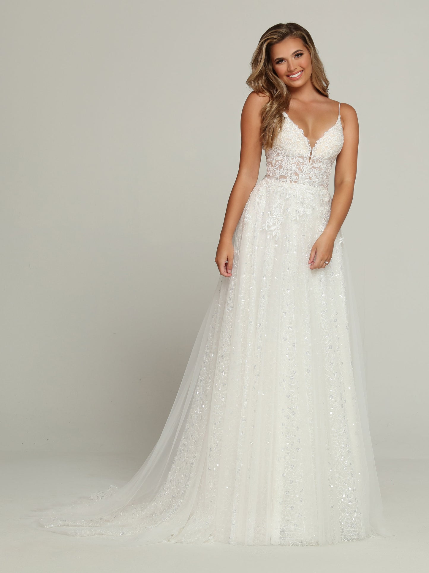 Davinci Bridal 50706 A Line Sequin Lace Sheer Corset Wedding Dress Backless  Bridal Gown