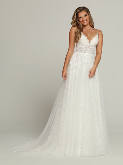 Davinci Bridal 50706 A Line Sequin Lace Sheer Corset Wedding Dress Backless Bridal Gown 10 / Ivory/Ivory