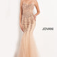Jovani 5908 Long Sheer Corset Strapless formal prom and Pageant dress mermaid tulle trumpet skirt crystal rhinestone embellished evening gown fit & Flare 2021 Gown Sequin sweetheart 