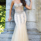 Jovani 5908 Sexy strapless mermaid prom dress evening gown sheer pageant dress