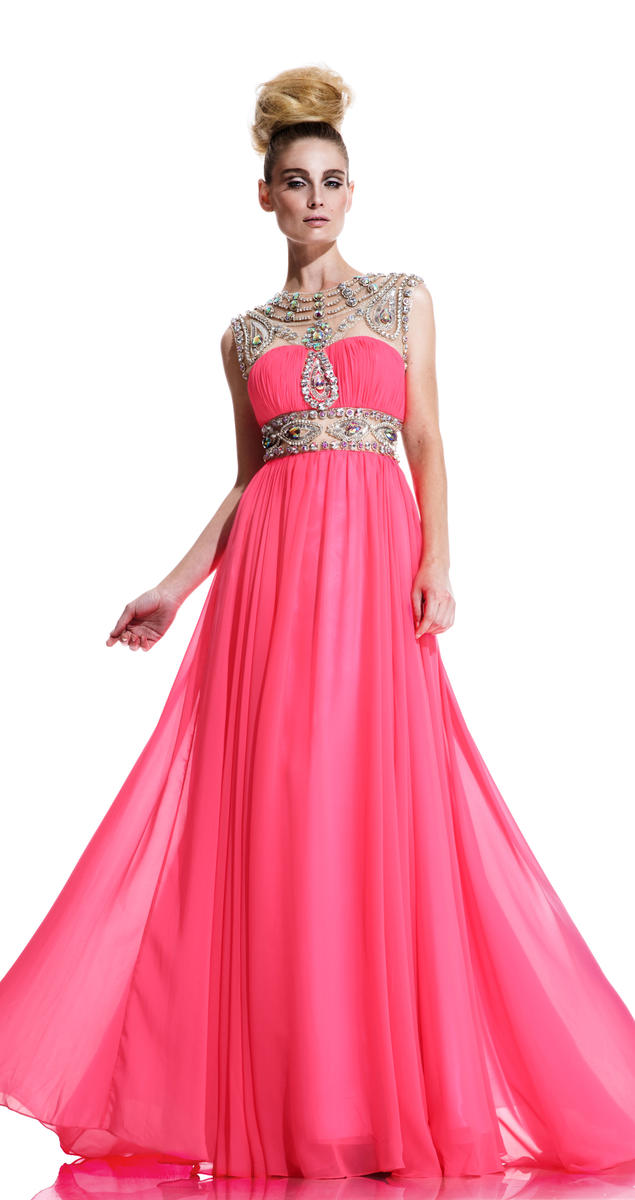 Johnathan Kayne 596 Size 8 Crystal pageant gown Neon Pink prom dress