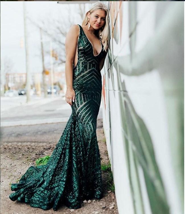 Long Jovani 59762 Prom Dress, Featuring a plunging neckline & A Fully sequined Fitted Mermaid Bodice. This Open V Back Pageant Gown & prom dress is perfect for the stage is has a lush trumpet sequin embellished skirt and sweeping train. 