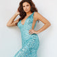 Jovani 59762 Sequin Mermaid Prom Dress Long Fitted Mermaid Pageant Gown aqua