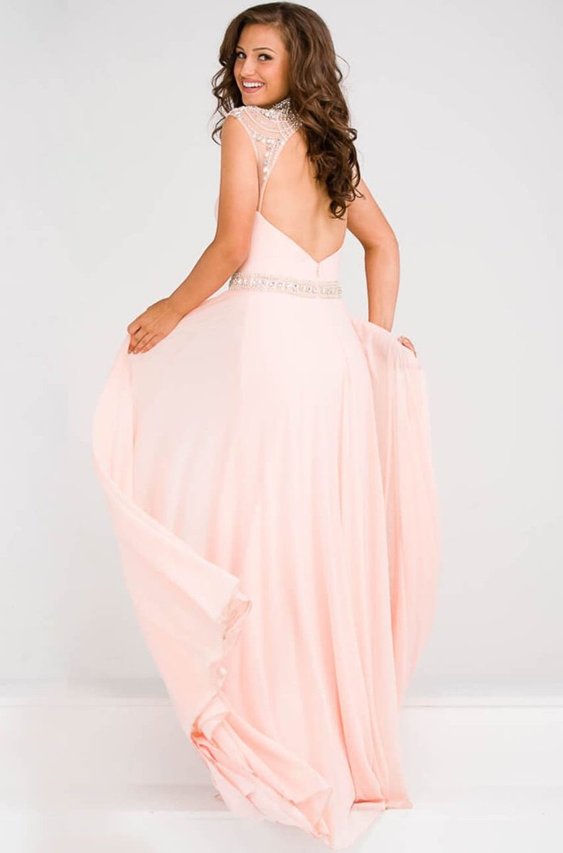 Jovani JVN 48641 size 12 Blush Long A Line Formal Dress Embellished Gown