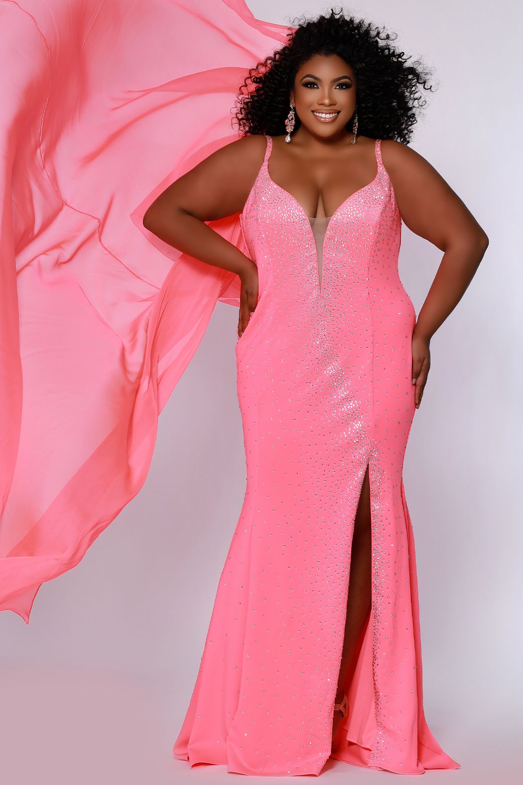 Johnathan Kayne for Sydney's Closet JK2218 Maverick Plus Sized Prom, Pageant and Formal Evening Wear Dress with Cape