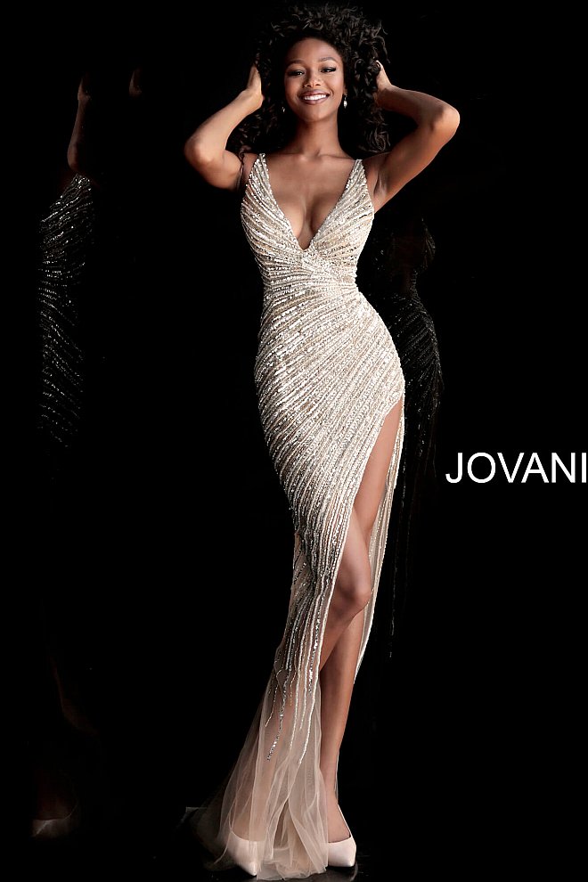 Jovani 23887 Watermelon Embellished One Shoulder Evening Dress – Spybaby