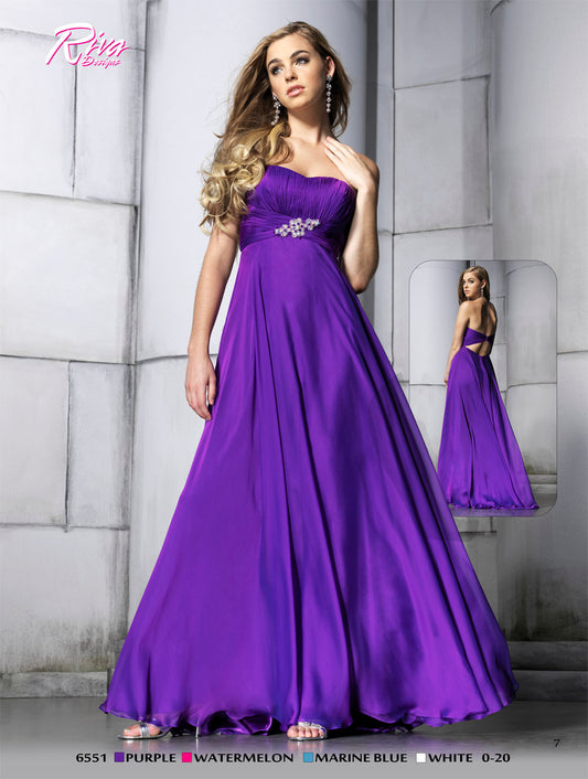 Riva 6551 Purple Prom Dress size 14 Long chiffon pageant gown keyhole back