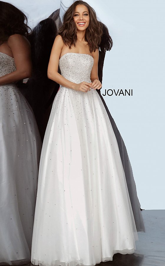 Jovani JVN65664 Strapless Embellished Tulle Ballgown Prom Dress