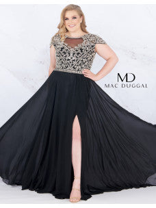 Mac Duggal Couture 66785 Size 22 Black Prom Dress Pageant Gown