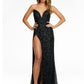 Ashley Lauren 11143 Size 4 Strapless Sequin Fitted V neck Slit Pageant Gown Formal Peak Points