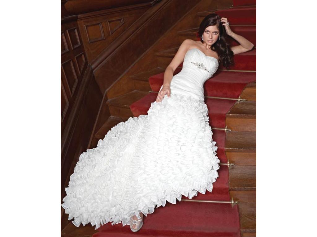 Impression Bridal 6807 Size 12 Fit & Flare Wedding Dress Ruffle Mermaid White