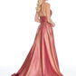 Ashley Lauren 1937 Hot Pink/Gold Prom Dress sz 4,6,8 Metallic shimmer v neckline A line