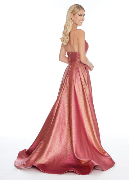 Ashley Lauren 1937 Hot Pink/Gold Prom Dress size 4, 6, 8 Metallic A Line