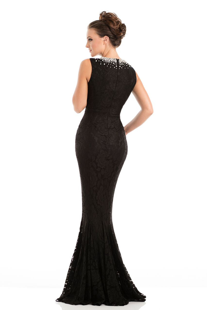 Johnathan Kayne 7054 Size 8 Black Lace Fitted pageant prom dress Formal Gown