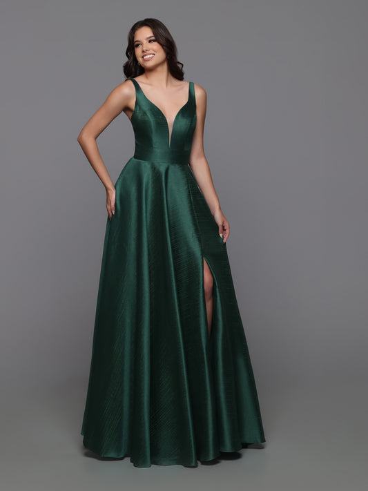 Sparkle Prom 72228 Long A line Shimmer Silk Maxi Slit Prom Dress V Neck Formal Gown  Sizes: 0-20  Colors: Emerald