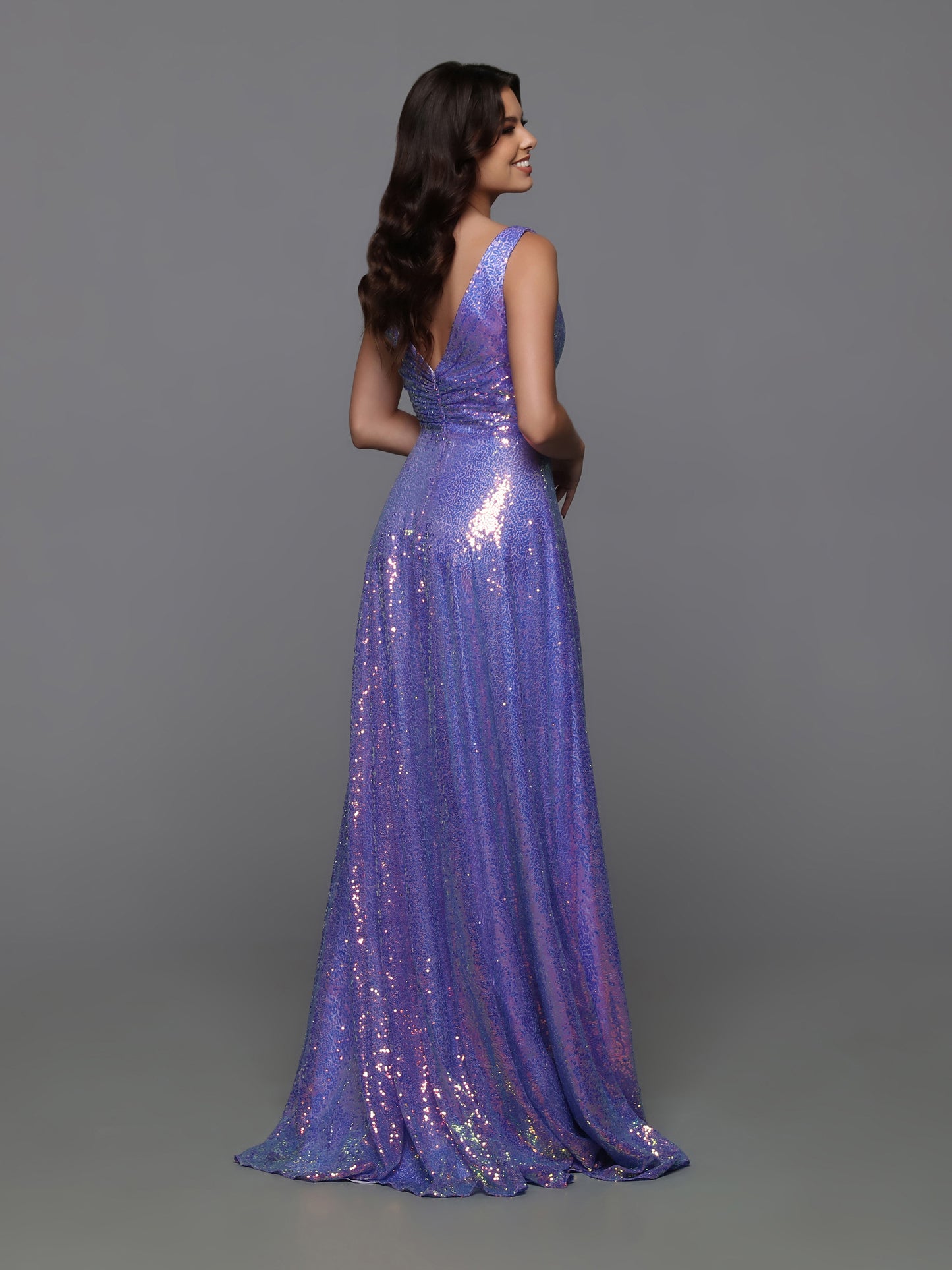 Sparkle Prom 72229 Long Sequin A Line Prom Dress Slit Ruched Skirt Formal Gown Iridescent  Sizes: 0-20  Colors: Cobalt, Gold/Black, Lilac