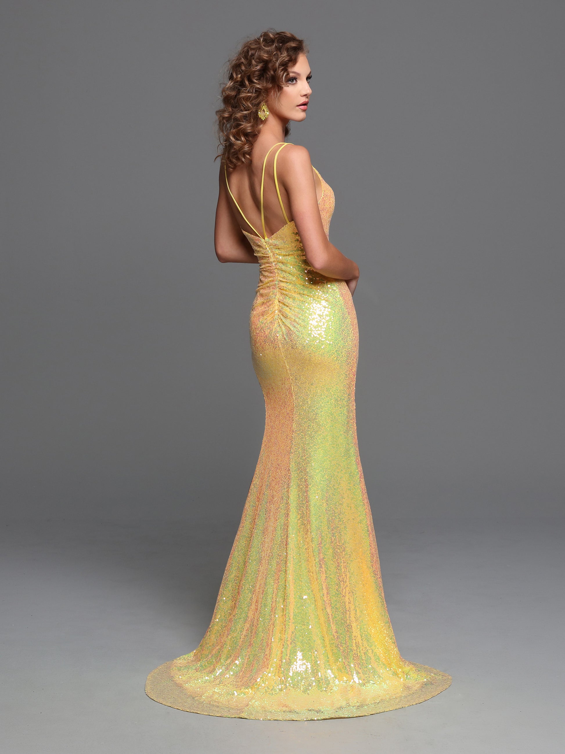 Sparkle Prom 72252 Long Fitted Sequin Prom Dress V Neck Slit Ruched Pageant Gown  Sizes: 0-20  Colors: Ice Blue, Neon Yellow