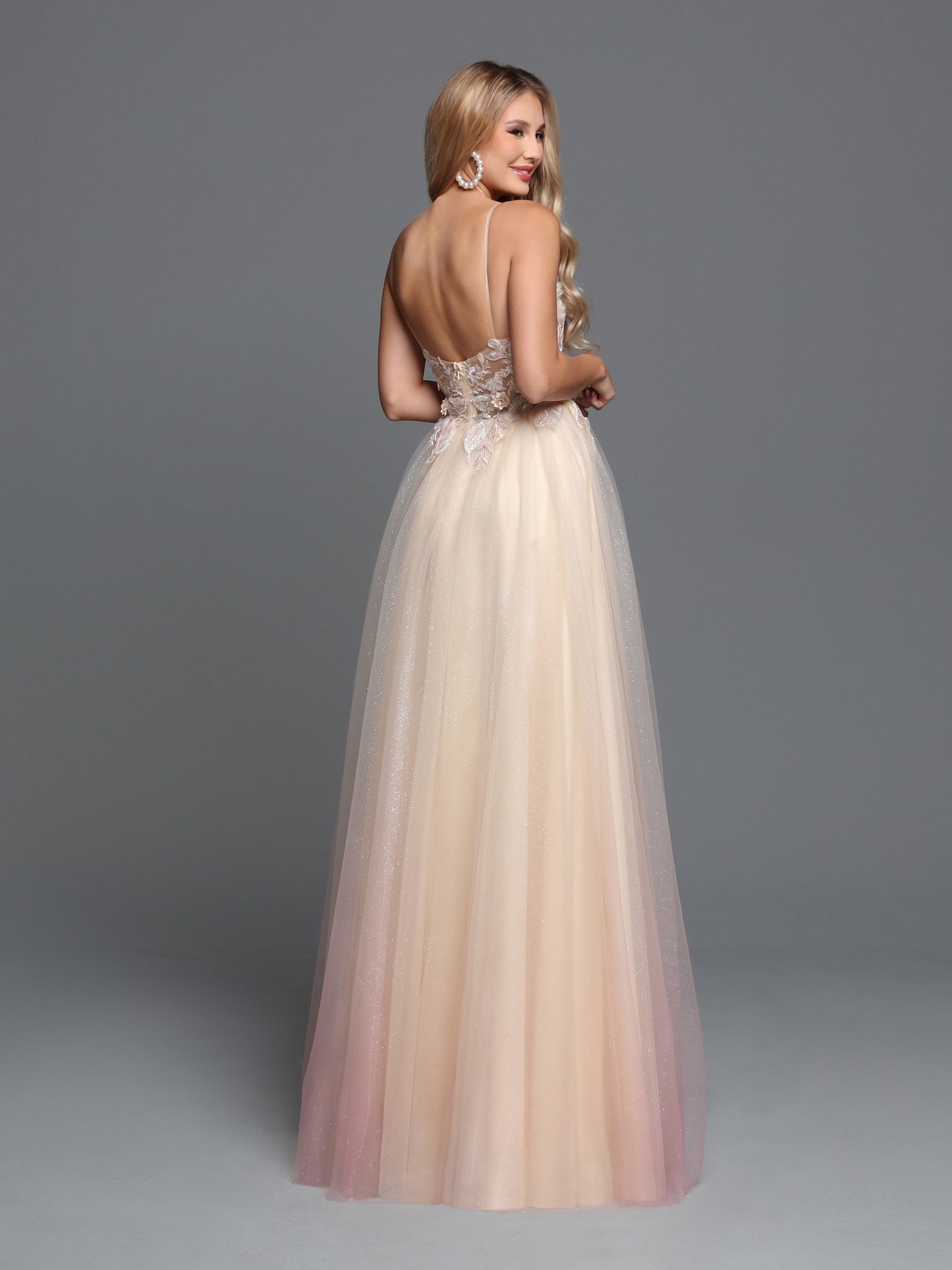 Sparkle Prom 72255 Long Shimmer A Line Prom Dress Sheer Lace V Neck Formal Gown  Sizes: 0-20  Colors: Champagne