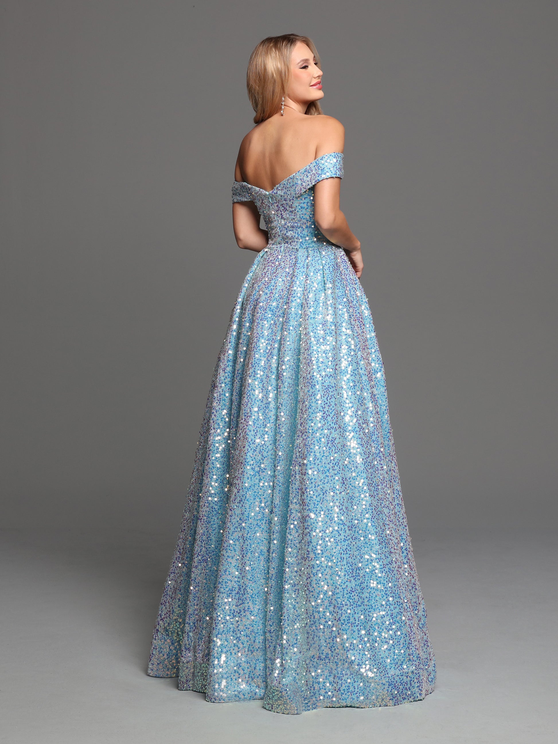 Sparkle Prom 72261 Long Sequin A Line Prom Dress Ballgown off the Shoulder Pageant Gown Pleated hip with full skirt   Sizes: 0-20  Colors: Magic Blue
