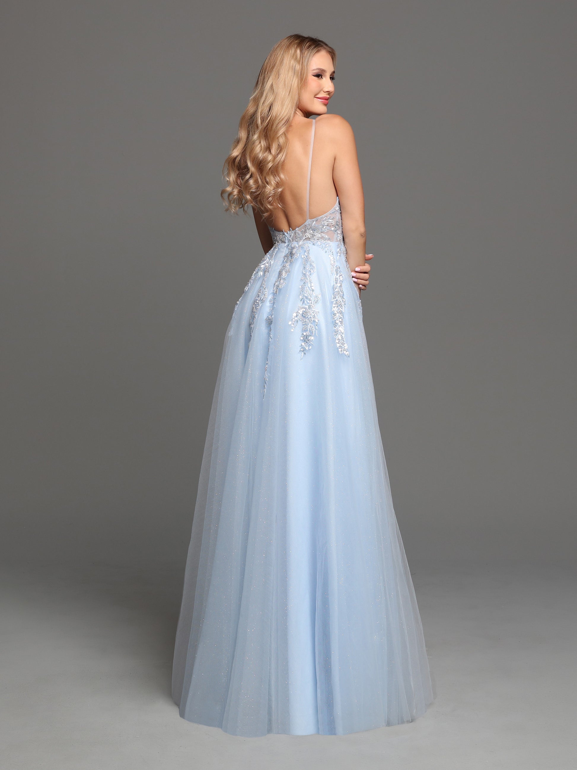 Sparkle Prom 72279 Sheer A Line Shimmer Ballgown Prom Dress Sequin Bodice V Neck Gown  Sizes: 0-20  Colors: Baby Blue