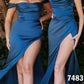 Ladivine 7492 Long Fitted Corset Satin off the shoulder maxi slit Prom Dress Formal Gown A cross between 7484 and 7483, this smooth satin gown brings all your favorite aspects of the two together. The structured boned bodice is draped with a cowl neckline. Optional thin straps allow for more support on this off the shoulder look. Complete with a modest leg slit. 