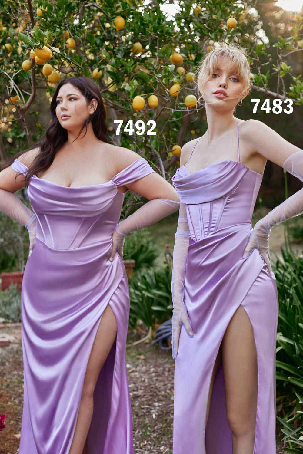 Ladivine 7492 Size 4 Lavender Prom Dress Bridesmaids Long Fitted Corset Satin off the shoulder maxi slit Formal Gown Ladivine 7492 Size 4 Lavender Prom Dress Bridesmaids Long Fitted Corset Satin off the shoulder maxi slit Formal Gown