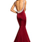 JK8079   A simple cowl neckline and dramatic crystallized scoop back make this stretch crepe evening gown a perfect balance of elegance. The crystals are individually hand sewn and clustered on the straps for intense sparkle. Pageant dress prom dress 