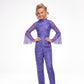 Ashley Lauren Kids 8091 Long Bell Sleeve Girls Sequin Jumpsuit Fun Fashion Wear Make a statement in the sequin jumpsuit featuring a high neckline and bell sleeves. The open back completes the look! High Neckline Open Back Bell Sleeves Jumpsuit Available Sizes: 2-14 Available Colors: Jade, Iridescent Purple, Bright Pink