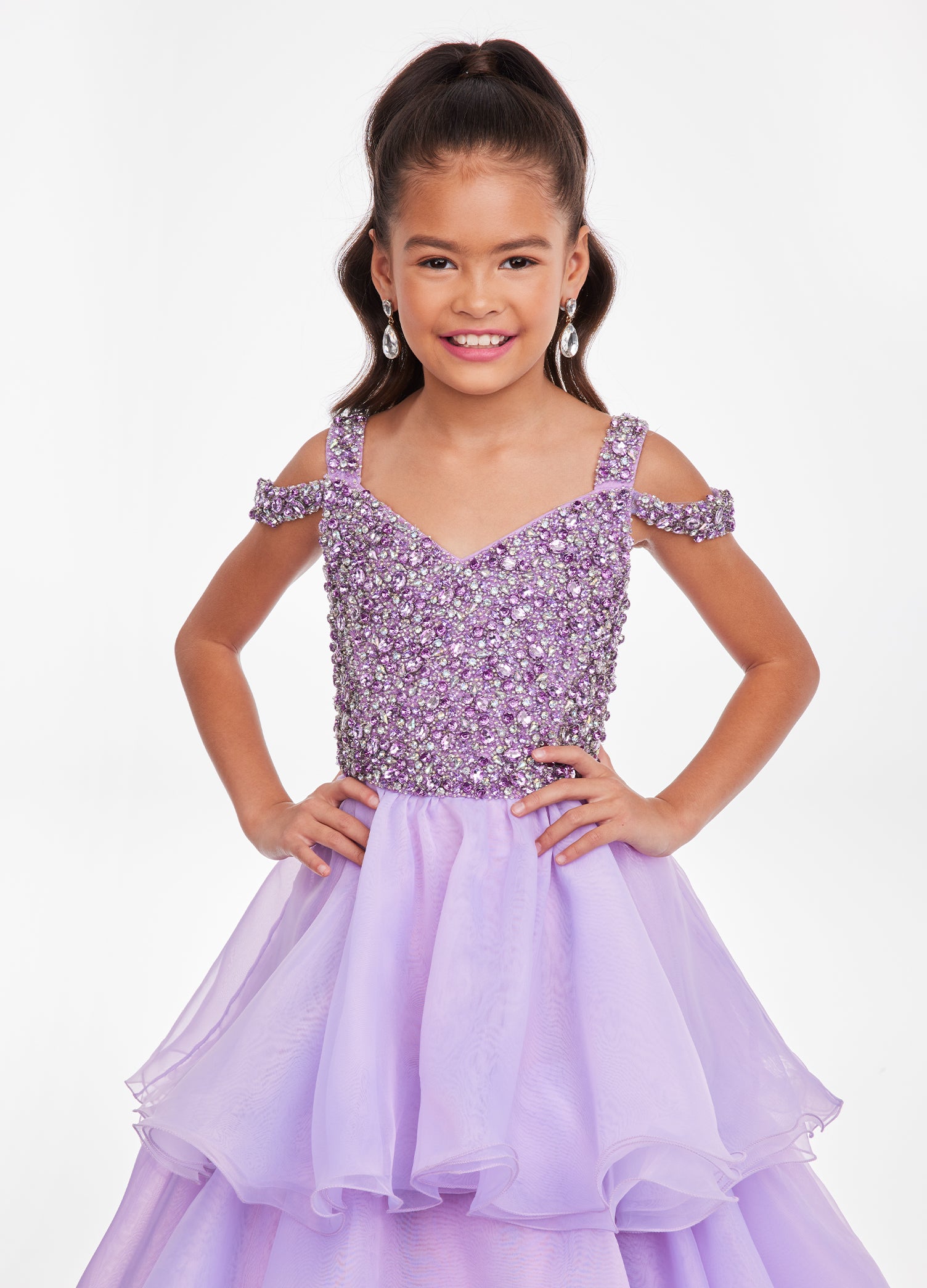 Ashley Lauren Kids 8101 Girls Off Shoulder Pageant Gown with Multi-Tie – Glass  Slipper Formals