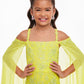 Ashley Lauren Kids 8107 Long Lace Jumpsuit Girls Cape off the shoulder Fun Fashion This embroidered lace jumpsuit features spaghetti straps giving way to scattered lace applique. Lace trims the off shoulder chiffon cape accented by scattered heat set stones. Lace Applique Chiffon Cape Jumpsuit Available Sizes: 4-16 Available Colors: Yellow, Royal