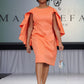 Marc Defang 8157 Size 2 Orange Short Scuba Draped Sleeve Cocktail Interview Pageant Dress Evening Gown