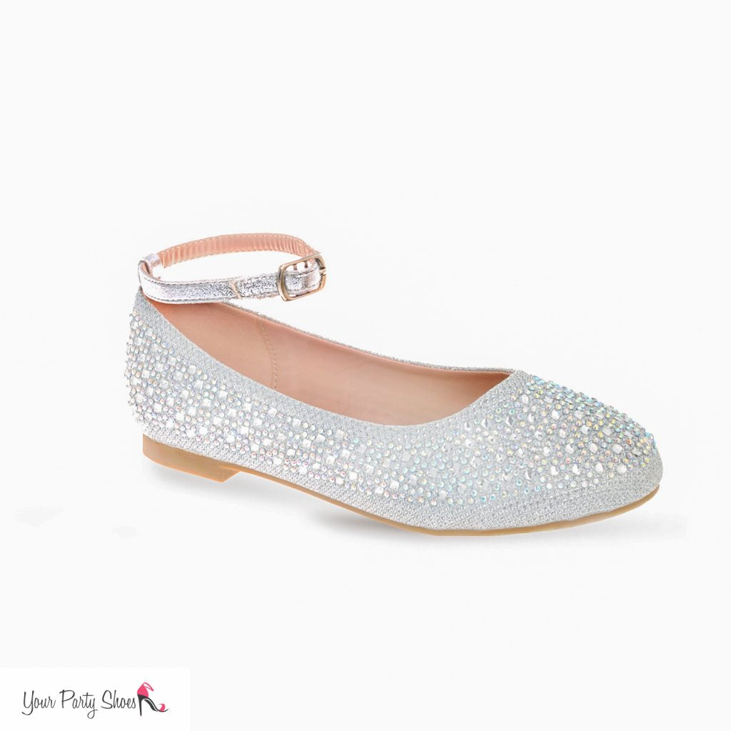 Lanie Girls Little Glitter Heels Crystal Rhinestone Embellished Evening Shoes Dress