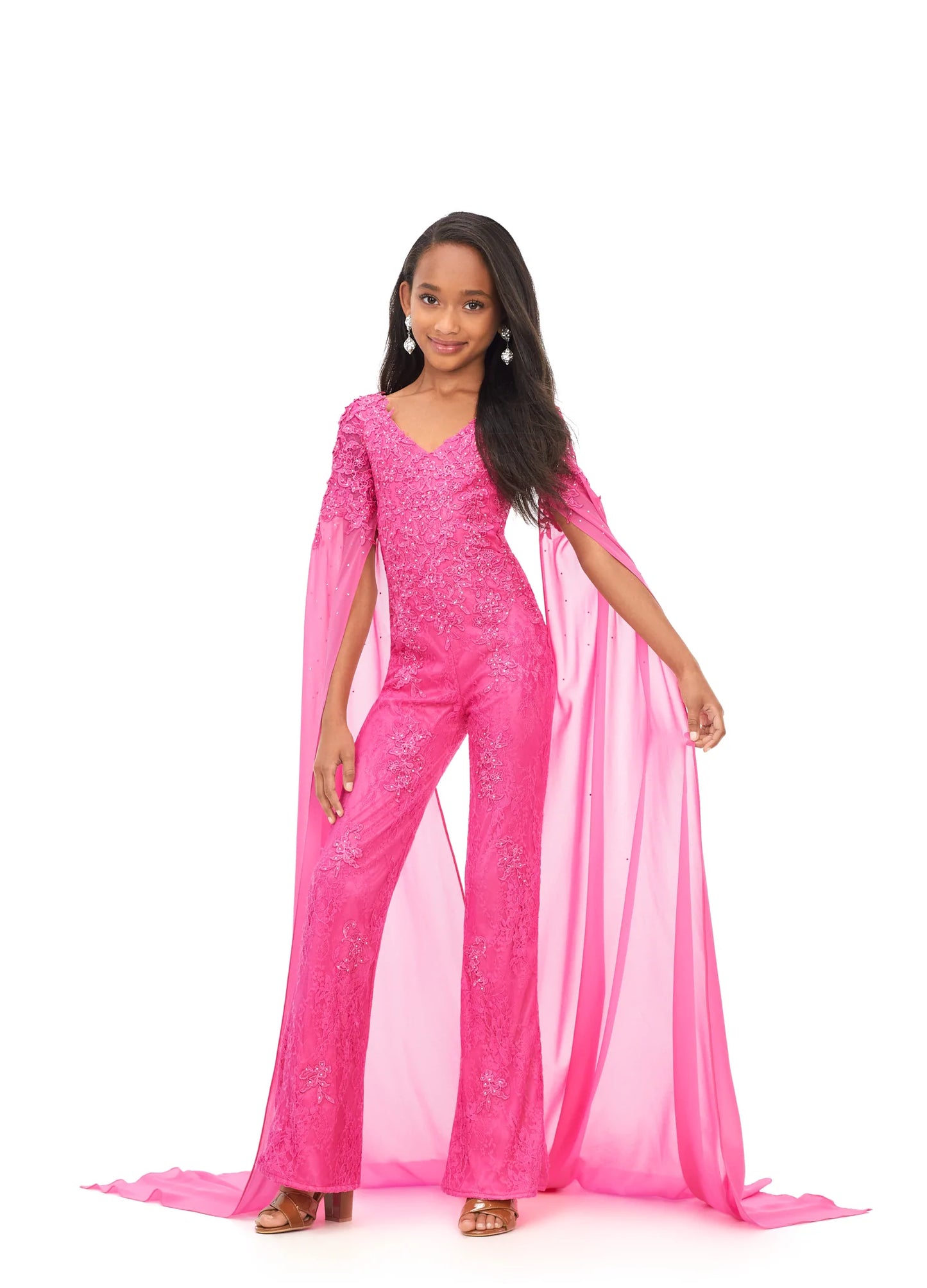 Pink jumpsuit with 2024 cape