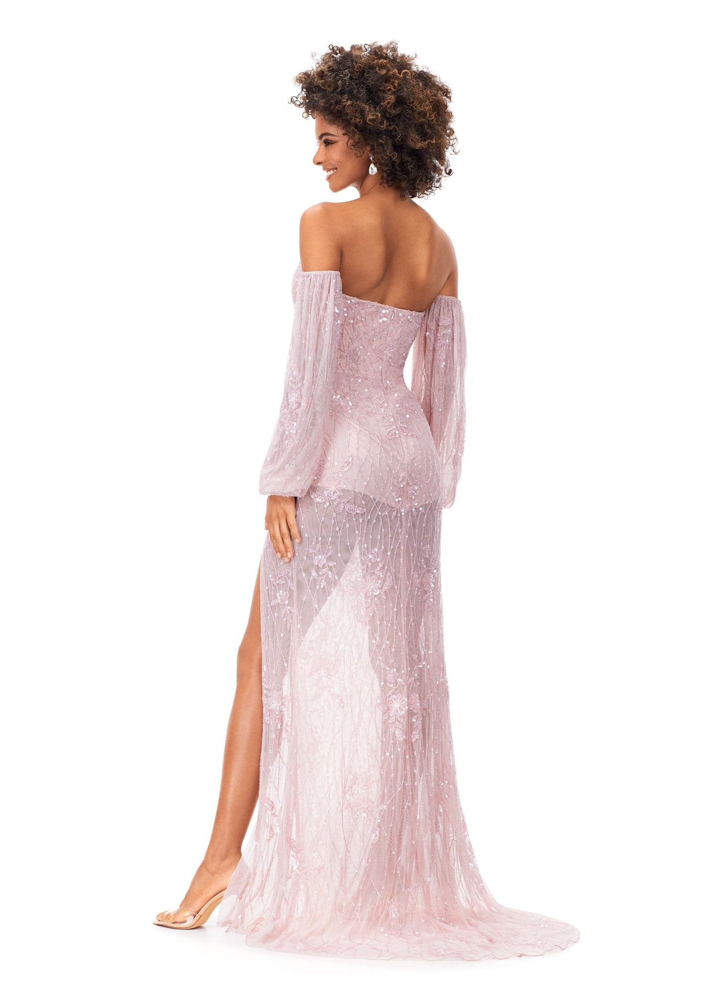 Ashley Lauren 11304 Strapless Gown with Long Puff Sleeves