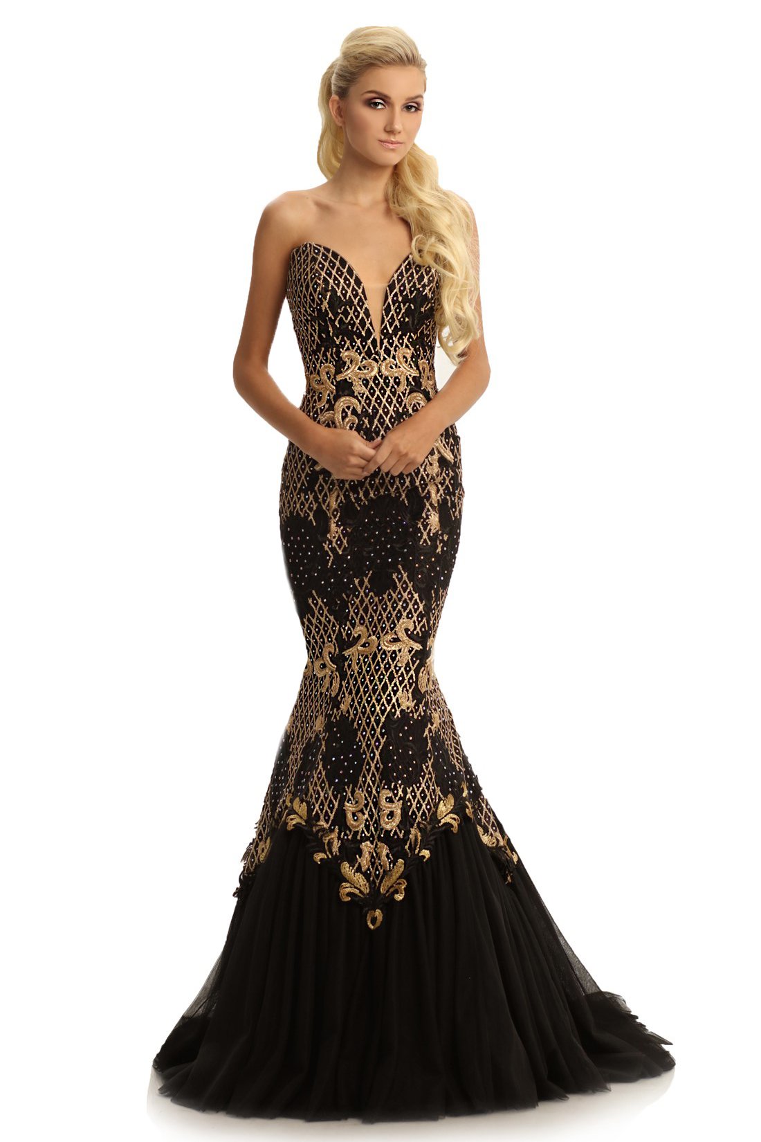 Johnathan Kayne 9001 is a Mermaid Prom Dress, Pageant Gown & Formal Evening Wear. This Classic mermaid gown with V-neck sweetheart bodice designed by Johnathan Kayne. 