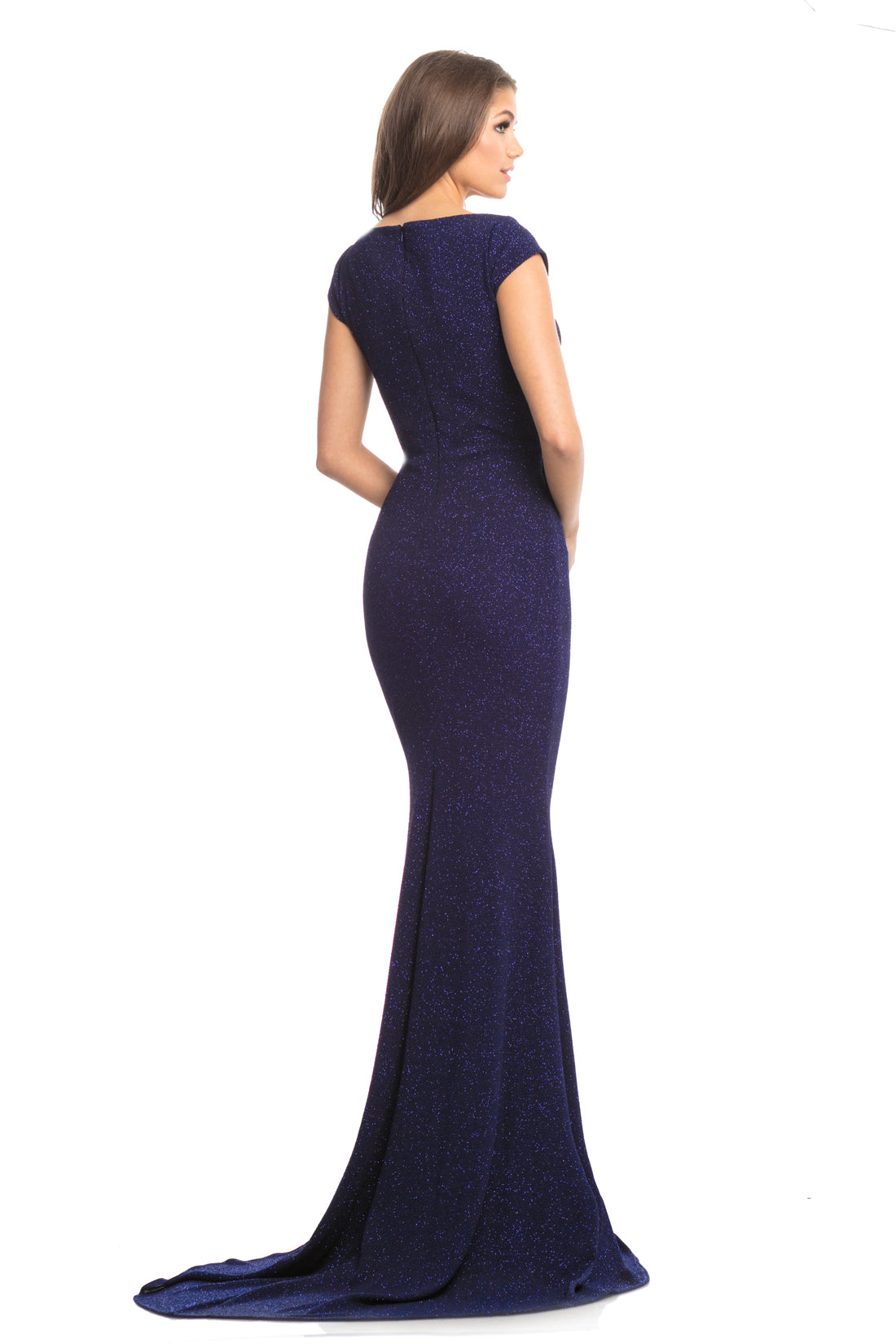 Johnathan Kayne 9043 Size 12 Wine Long V Neck Glitter Shimmer Prom Dress Evening Gown