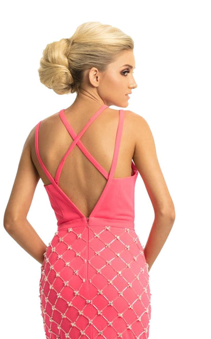 Johnathan Kayne 9064 V Neck Sheath Formal Dress V Neckline Size 4, 12