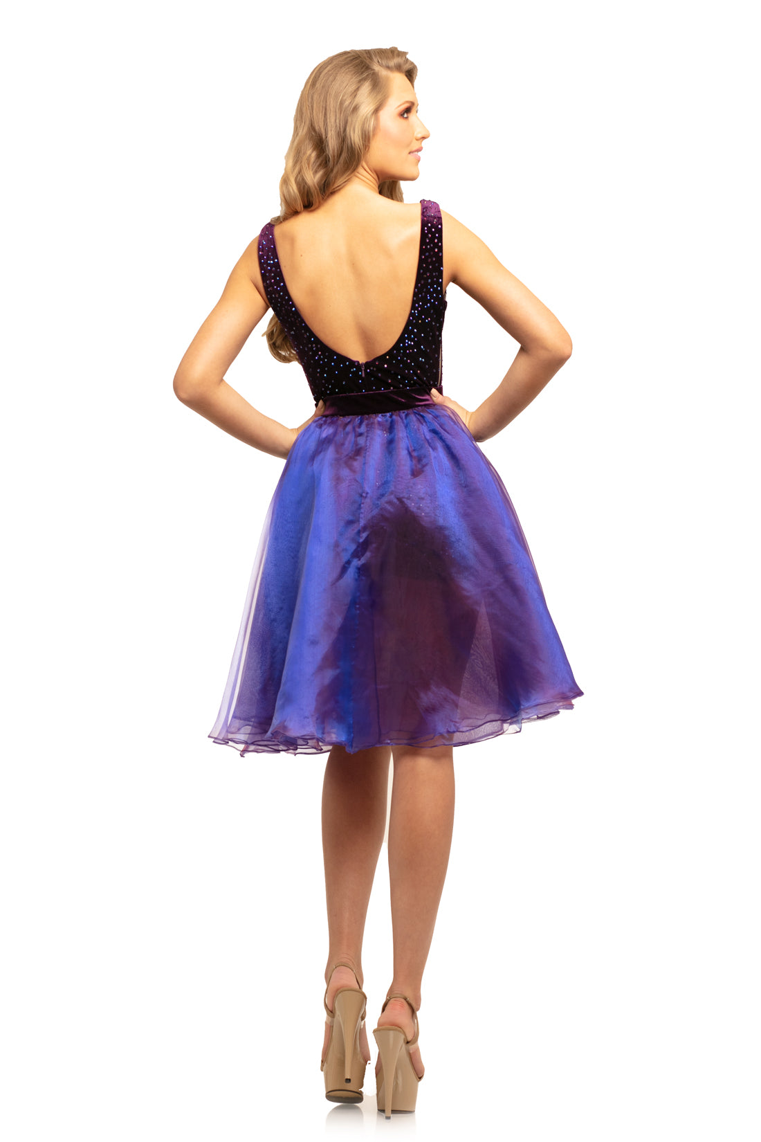 Johnathan Kayne 9225 size 2 Short Velvet plunging V neckline A-line over skirt jumpsuit Pageant