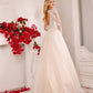 Lucci Lu 97136 A Line Wedding Dress Sheer Lace Long Sleeve Bridal Gown Shimmer Tulle Backless  Sizes: 0-28  Color: Ivory 