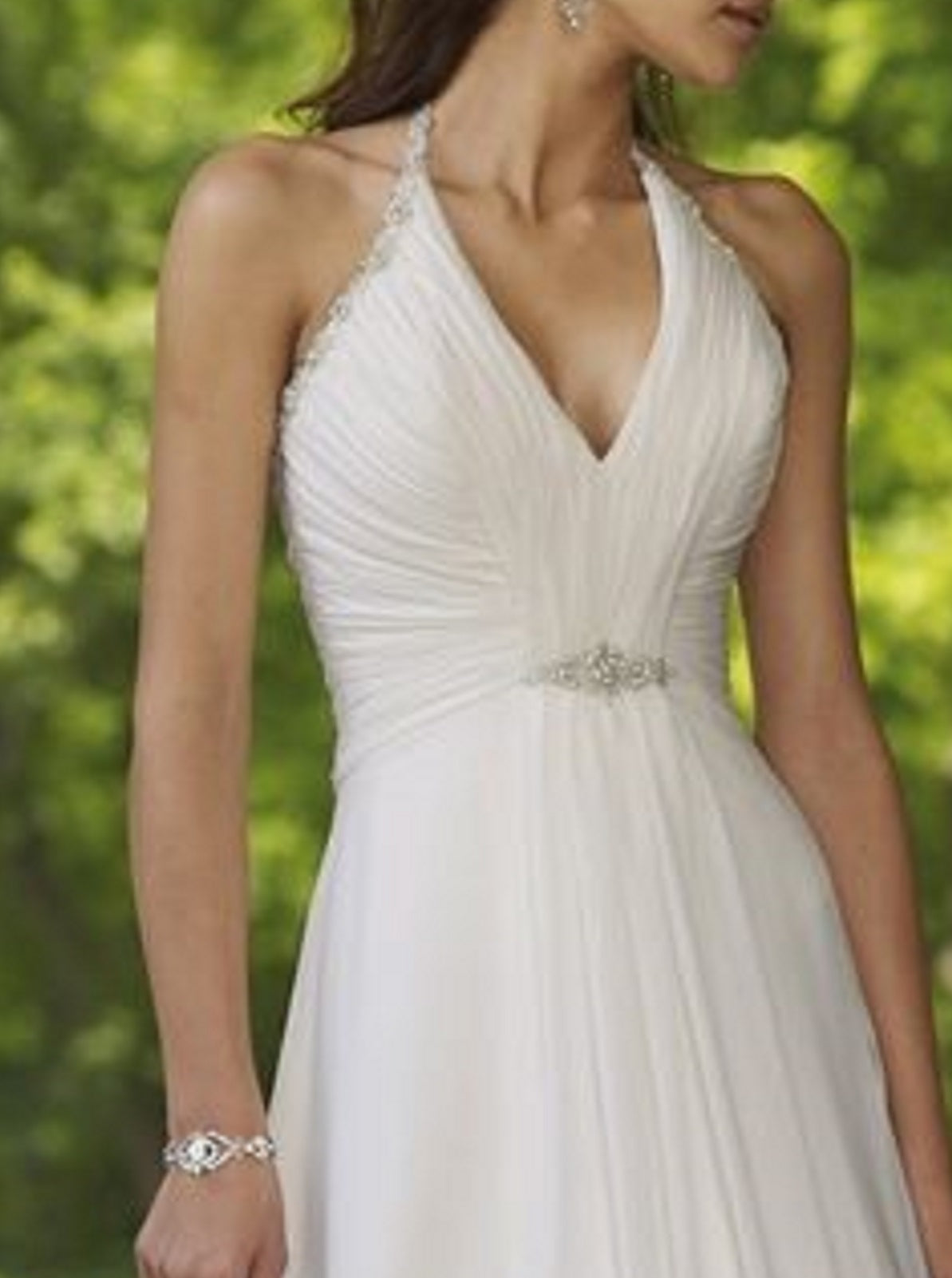 Mon Cheri Bridal Greek Goddess Plus Size A Line V Neck Halter Bridal Gown Wedding Dresses In Stock Glass Slipper Formals