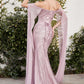 Andrea & Leo ELEANOR A1075 Long Mermaid Cape Sleeve Formal Dress Evening Gown The Eleanor Gown with cape sleeves is elegant, unique, and spectacular. The mermaid silhouette in glass beaded novelty tulle is complimented by flowing cape sleeves that elegantly flow behind as you walk. Deep V-neckline is crowned with pearls & crystals, poetically accentuating the beautiful arch of the shoulder. The Eleanor is a beautiful gown for a strong woman who believes in her own inner intuitions.
